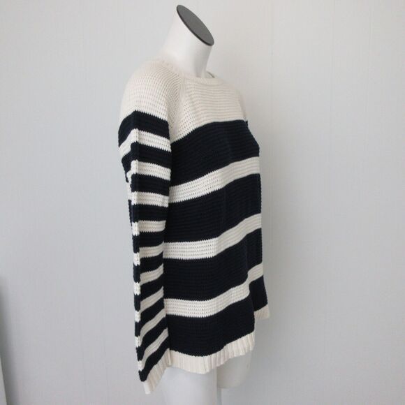 Talbots Womens Pullover Size M Knit Sweater Blue White Stripe Long Sleeve Cotton - Picture 4 of 13
